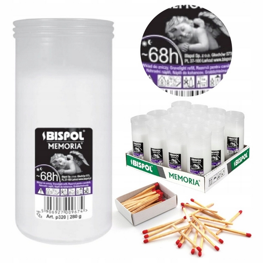 Parafínové náplne do lampášov BISPOL P320, 68 hodín, balenie 15 ks
